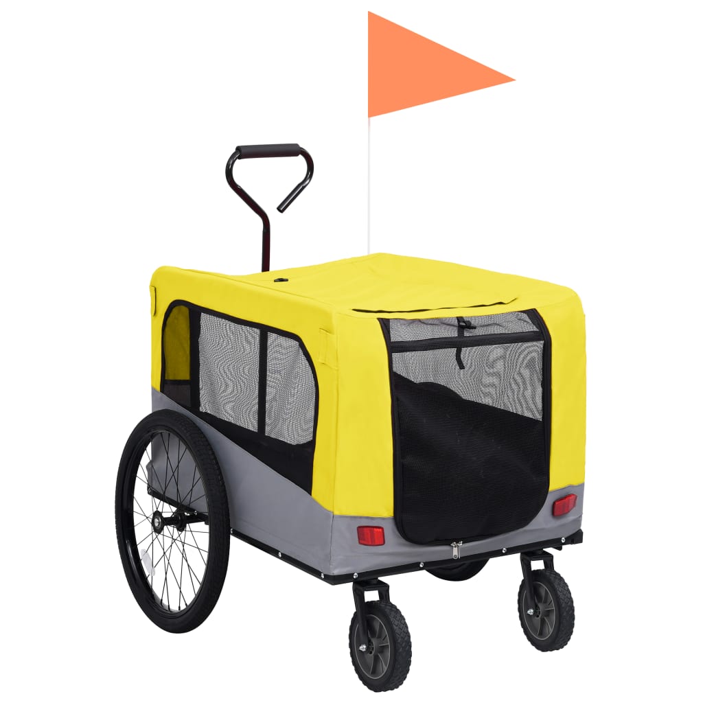 NNEVL 2 - in - 1 Pet Bike Trailer and Jogging Stroller Yellow and Grey - BOUTIQUEAMINESHOP.onlin