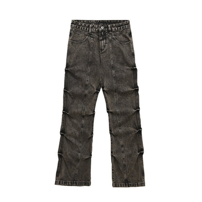 Pleated Loose Denim Trousers Men - BOUTIQUEAMINESHOP.onlin