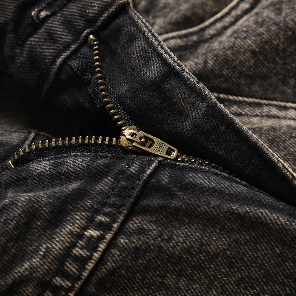 Pleated Loose Denim Trousers Men - BOUTIQUEAMINESHOP.onlin