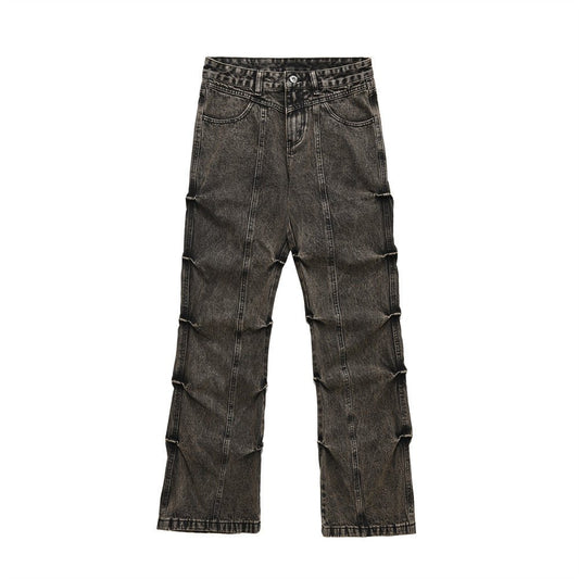 Pleated Loose Denim Trousers Men - BOUTIQUEAMINESHOP.onlin