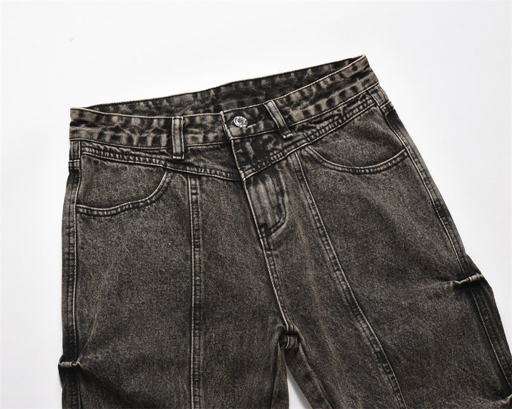 Pleated Loose Denim Trousers Men - BOUTIQUEAMINESHOP.onlin