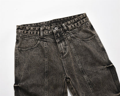 Pleated Loose Denim Trousers Men - BOUTIQUEAMINESHOP.onlin