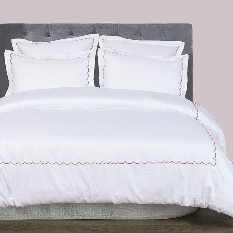 Scallops - Pure Linen Embroidered Edge Duvet Cover Sets - BOUTIQUEAMINESHOP.onlin