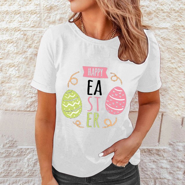 Shirts Women Easter Printed Casual Blouses Short Sleeve Tees - BOUTIQUEAMINESHOP.onlin