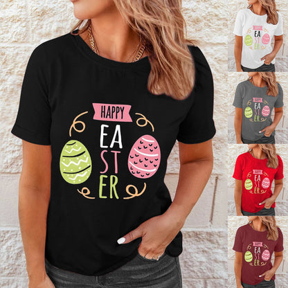 Shirts Women Easter Printed Casual Blouses Short Sleeve Tees - BOUTIQUEAMINESHOP.onlin