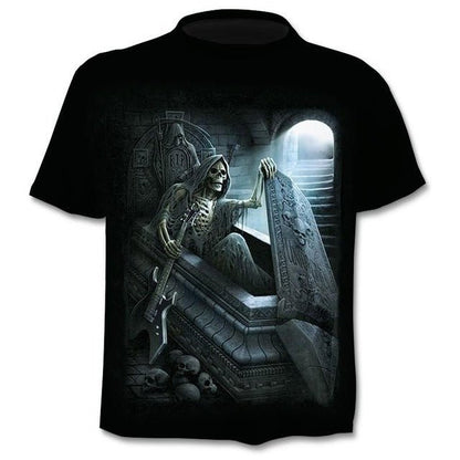 T-shirt Men Punk Style Top Tees Skull Gothic - BOUTIQUEAMINESHOP.onlin