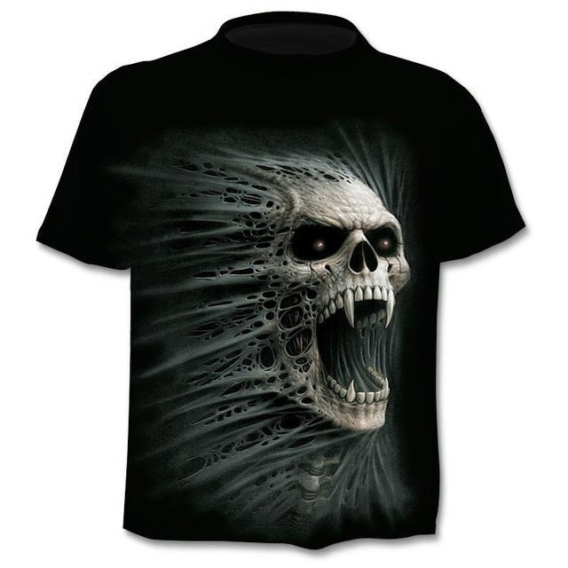 T-shirt Men Punk Style Top Tees Skull Gothic - BOUTIQUEAMINESHOP.onlin