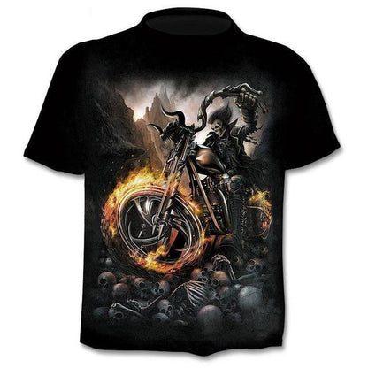 T-shirt Men Punk Style Top Tees Skull Gothic - BOUTIQUEAMINESHOP.onlin