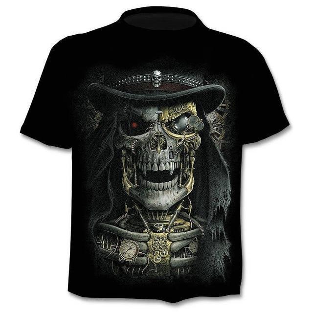 T-shirt Men Punk Style Top Tees Skull Gothic - BOUTIQUEAMINESHOP.onlin