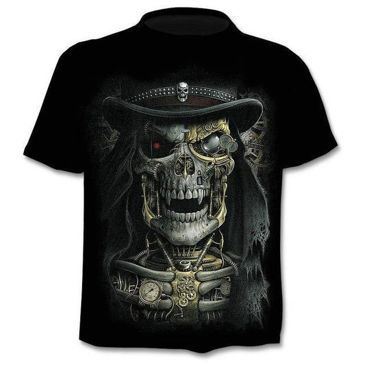T-shirt Men Punk Style Top Tees Skull Gothic - BOUTIQUEAMINESHOP.onlin