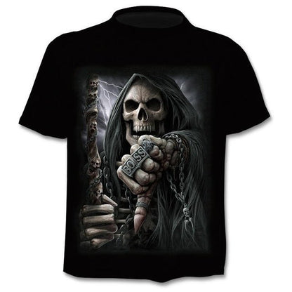 T-shirt Men Punk Style Top Tees Skull Gothic - BOUTIQUEAMINESHOP.onlin