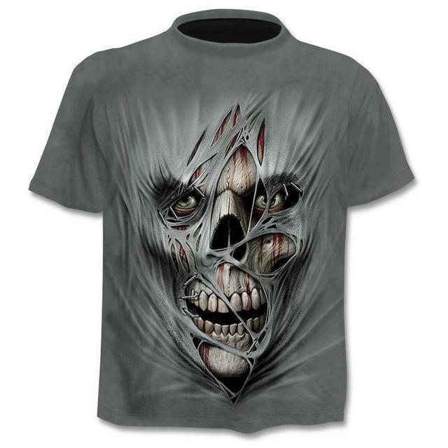 T-shirt Men Punk Style Top Tees Skull Gothic - BOUTIQUEAMINESHOP.onlin