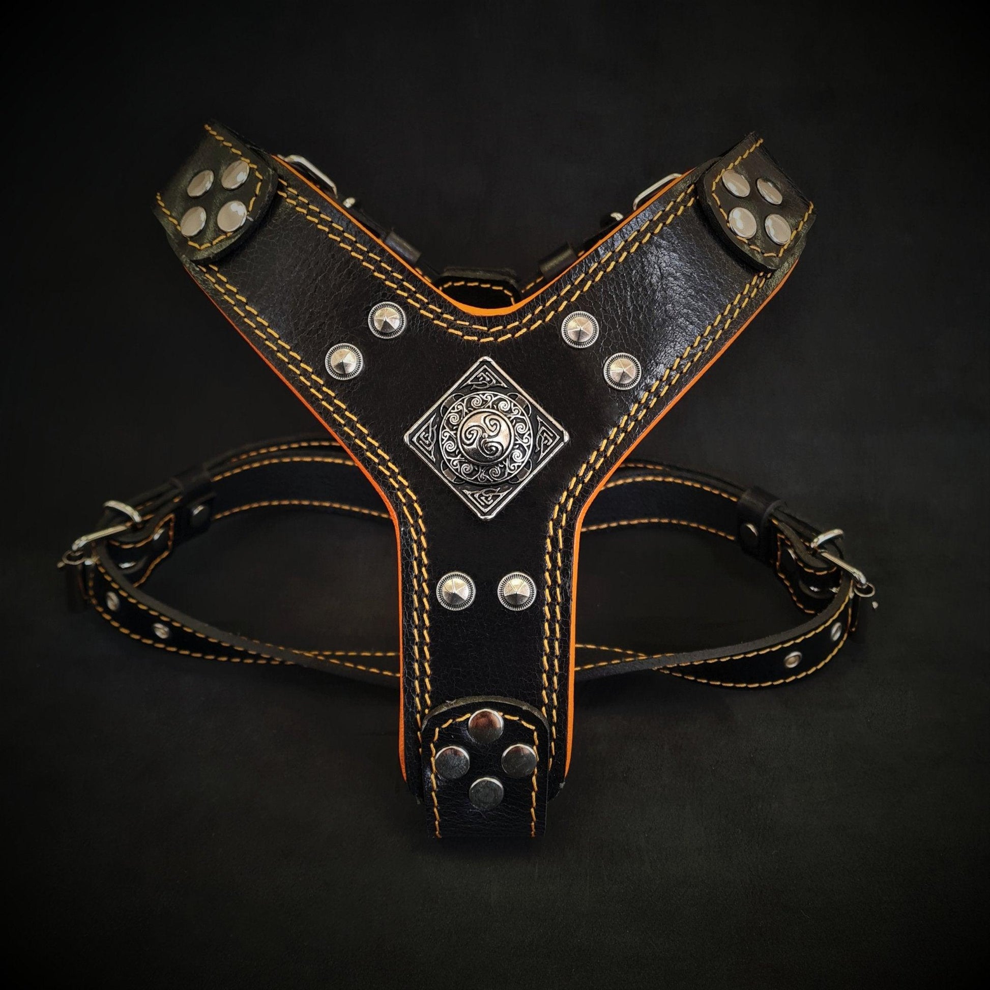 The ''Eros'' harness Black & Orange Small to Medium Size - BOUTIQUEAMINESHOP.onlin