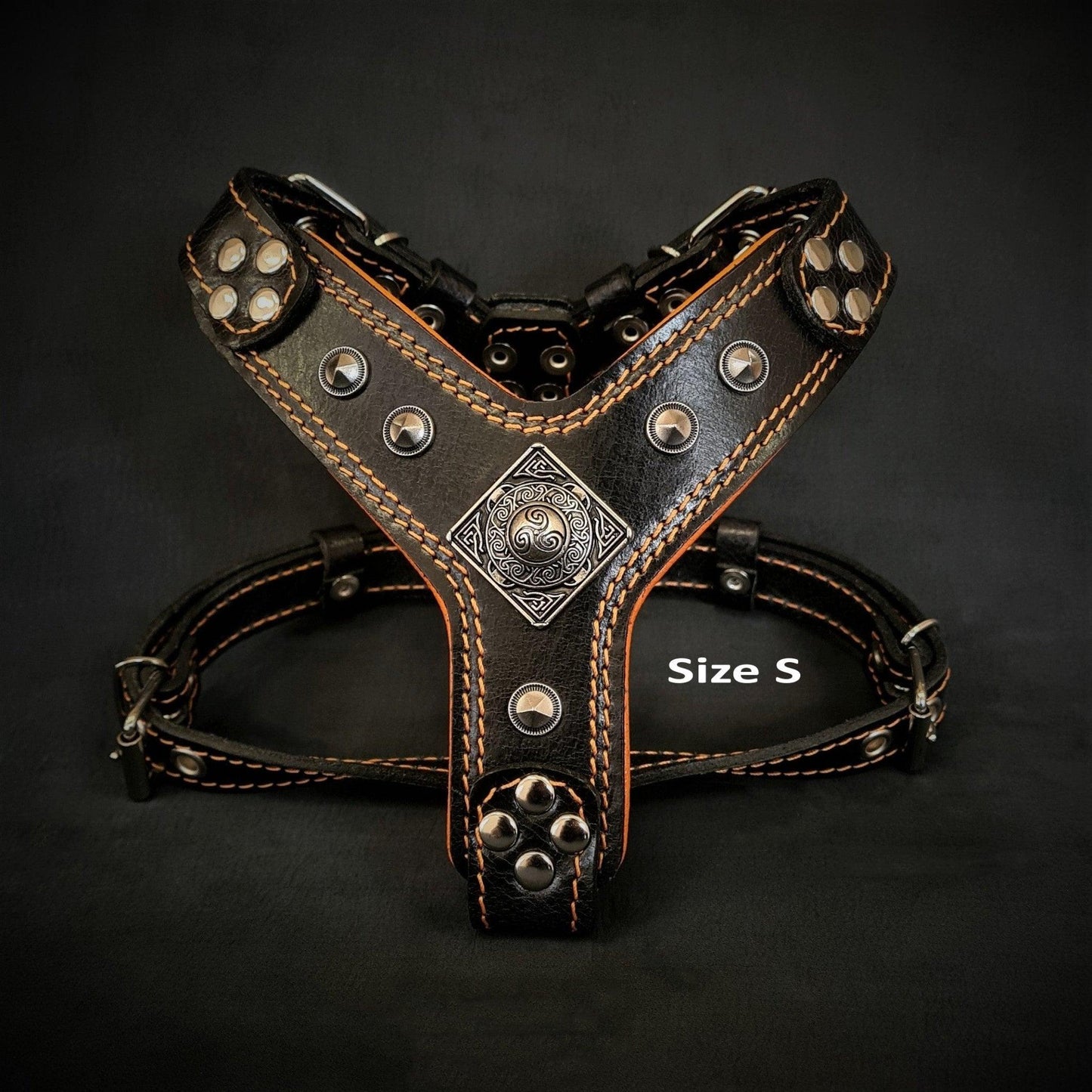 The ''Eros'' harness Black & Orange Small to Medium Size - BOUTIQUEAMINESHOP.onlin