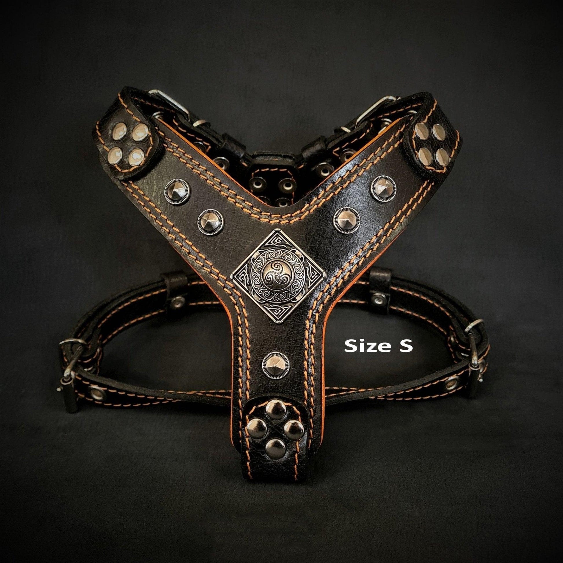 The ''Eros'' harness Black & Orange Small to Medium Size - BOUTIQUEAMINESHOP.onlin