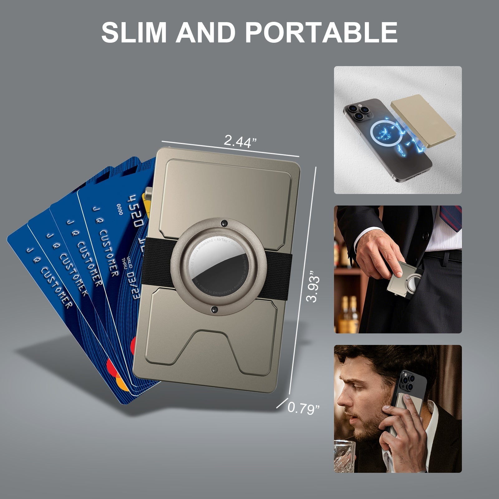 TOYFID All - Aluminum Pop Up Slide Rfid Slim Card Holder Wallet With Airtag Holder - BOUTIQUEAMINESHOP.onlin