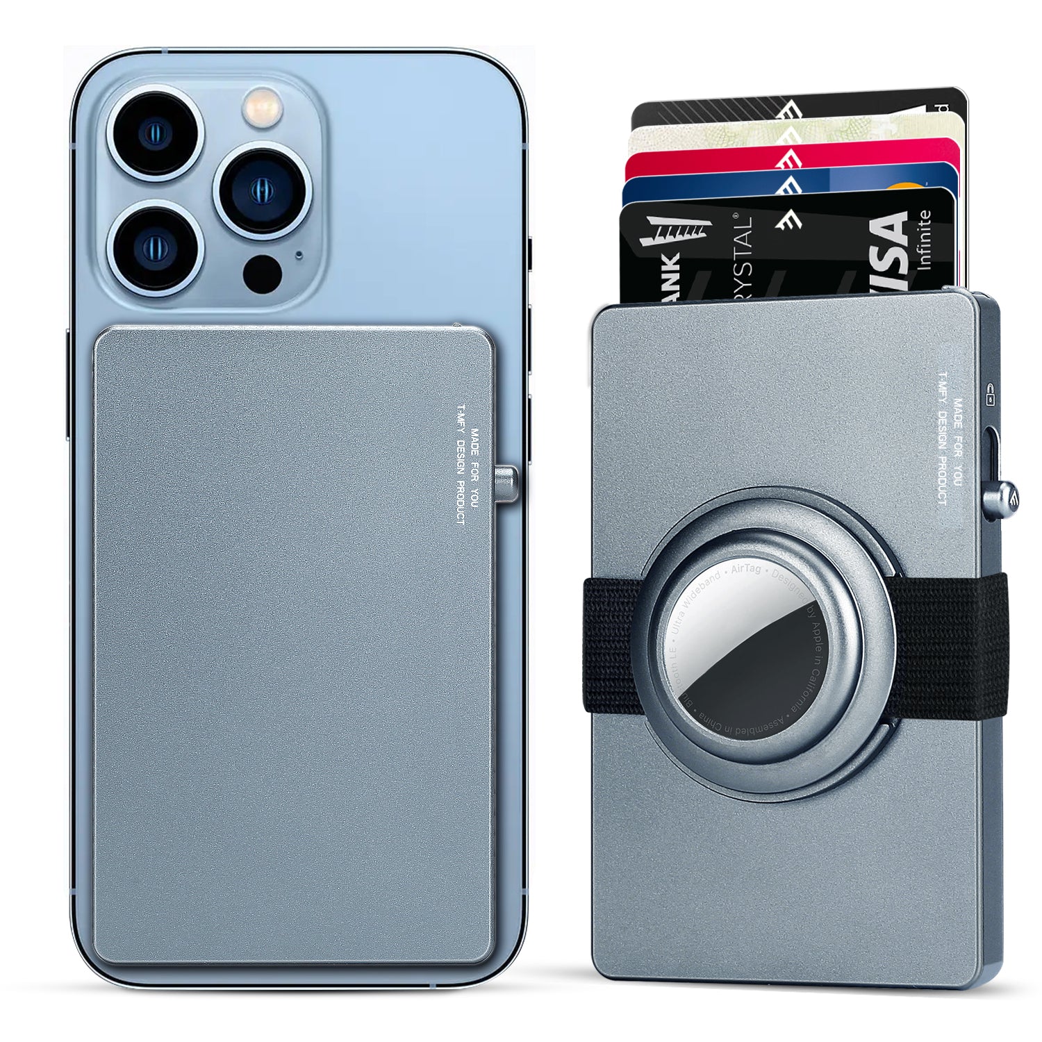 TOYFID All - Aluminum Pop Up Slide Rfid Slim Card Holder Wallet With Airtag Holder - BOUTIQUEAMINESHOP.onlin