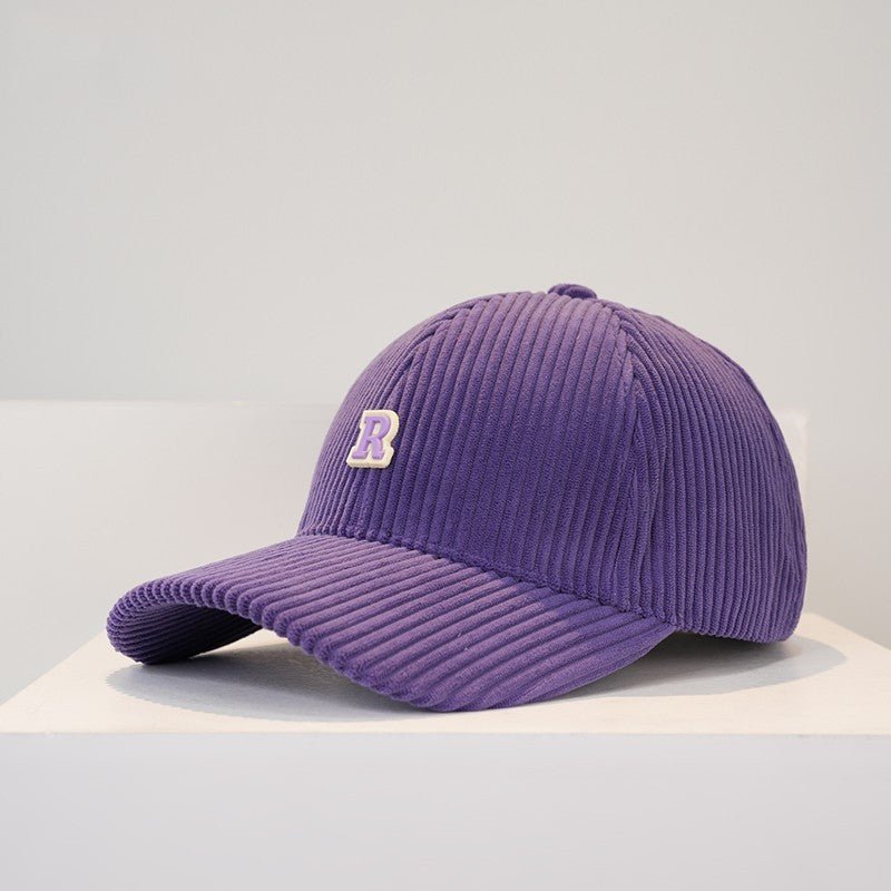 Women's Corduroy R Letter Baseball Cap Hat - BOUTIQUEAMINESHOP.onlin