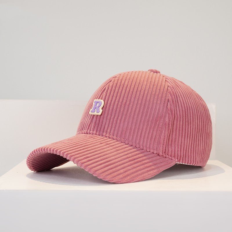 Women's Corduroy R Letter Baseball Cap Hat - BOUTIQUEAMINESHOP.onlin