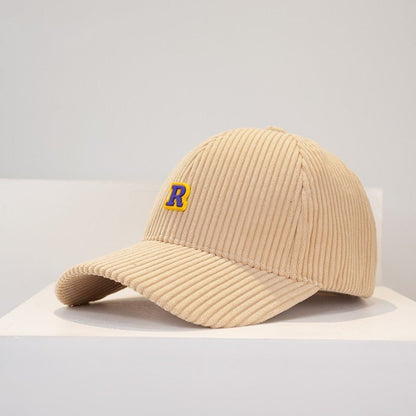 Women's Corduroy R Letter Baseball Cap Hat - BOUTIQUEAMINESHOP.onlin