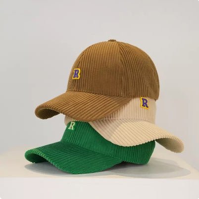 Women's Corduroy R Letter Baseball Cap Hat - BOUTIQUEAMINESHOP.onlin